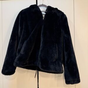 Apparis faux fur hooded bomber jacket